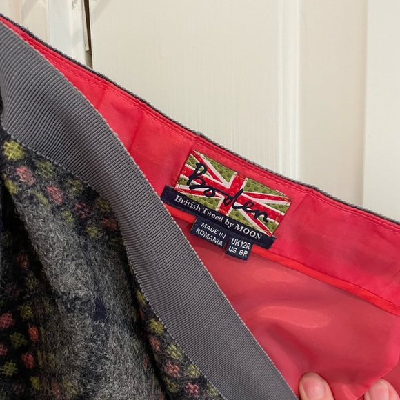 Boden Tweed by MOON Gray Mini Skirt with Pink, Green, Blue Highlights Size 8 - Picture 2 of 3